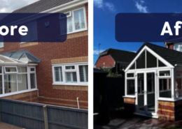 Replacing Polycarbonate Conservatory Roof with Solid Roof Before and After